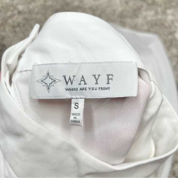 Wayf White Choker Keyhole Neck Back Long Sleeve Chiffon Top Blouse Small - Picture 5 of 9